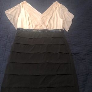 Black and cream sparkle top party dress